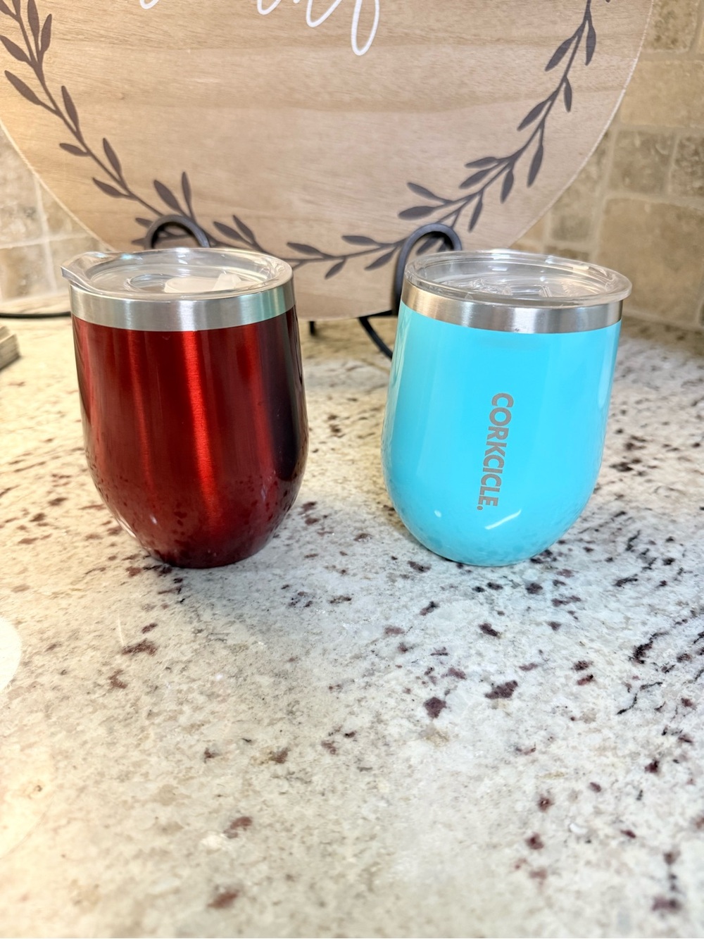 Corkcicle Turquoise &  Unbranded Red Stainless Steel Wine Tumbler Set